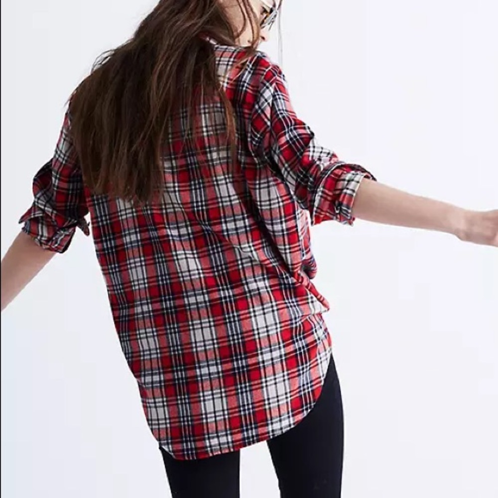 Madewell Red White Black Plaid Button-Down Shirt